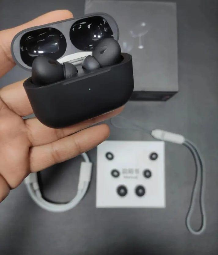 Black Pro 2 Airpods with long lasting battery and fast charging