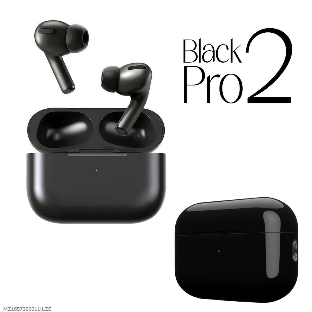 Black Pro 2 Airpods with long lasting battery and fast charging