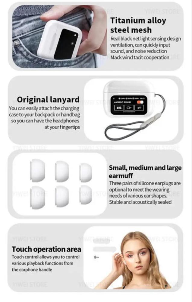White Wireless Airpods with Touch screen