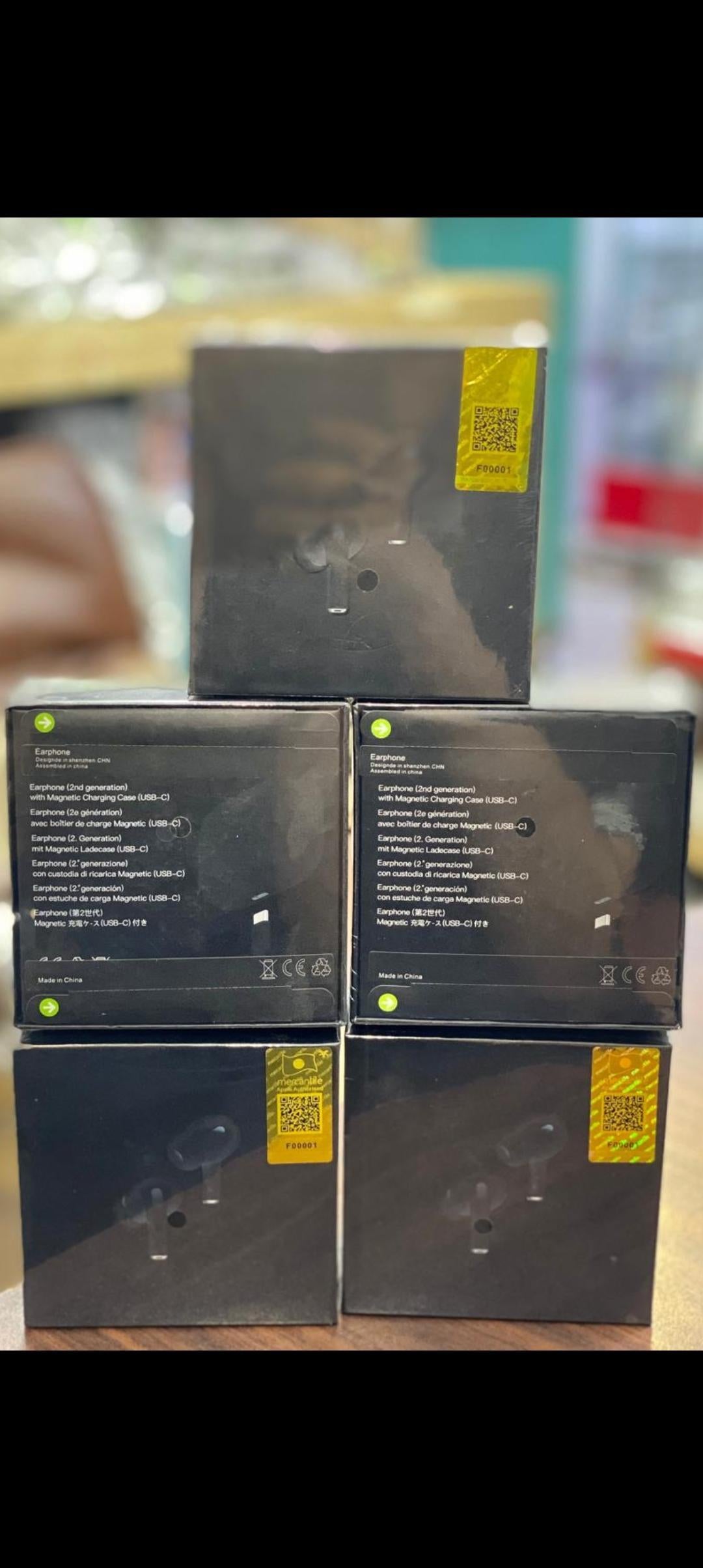 Black Pro 2 Airpods with long lasting battery and fast charging