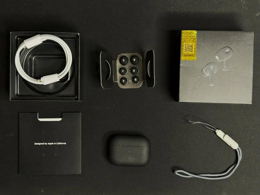 Black Pro 2 Airpods with long lasting battery and fast charging